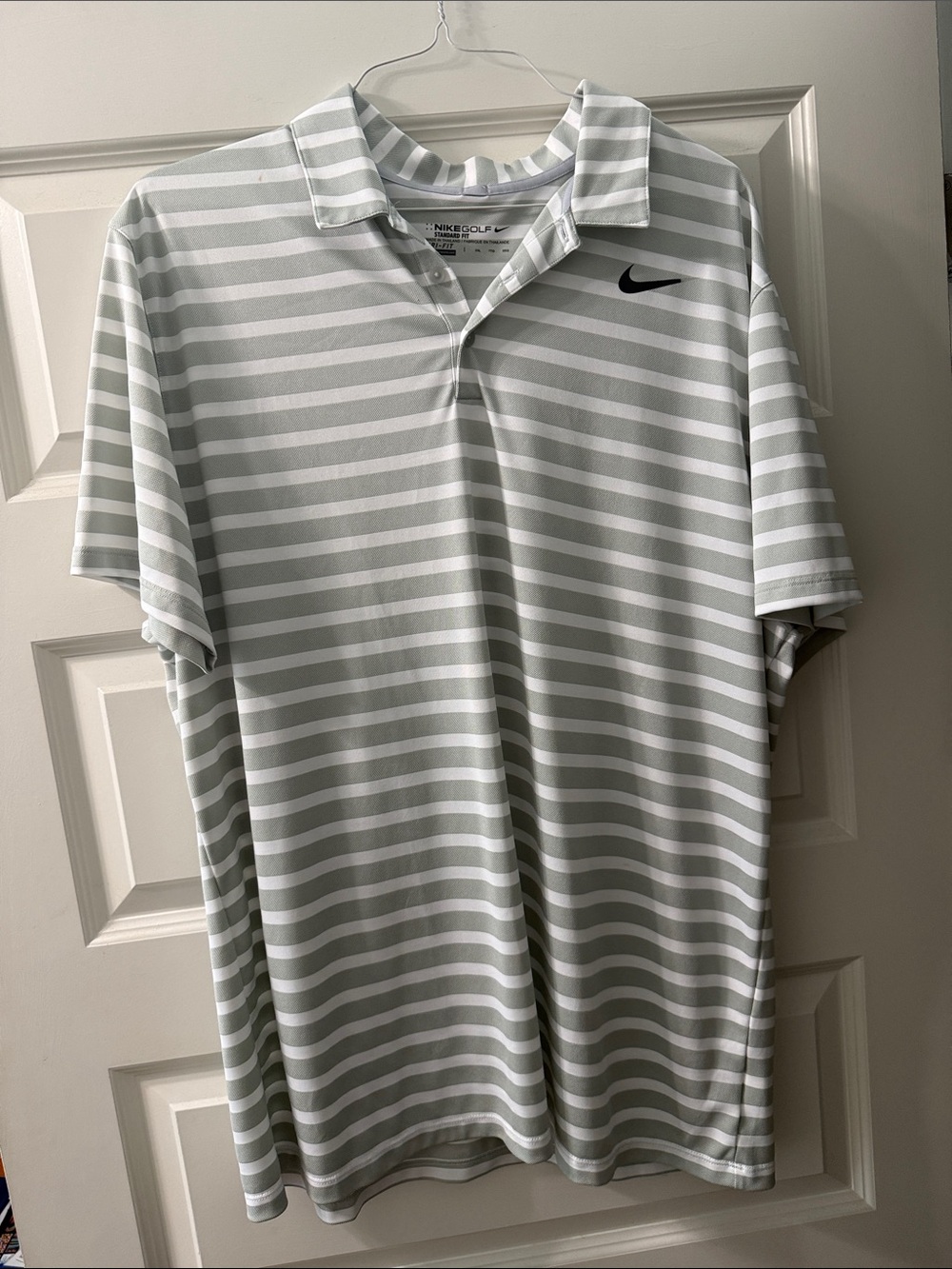Nike Men’s Gray & White Striped Polo Shirt